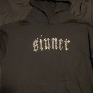 Black “Sinner” Swarovski stone hoodie (Used)